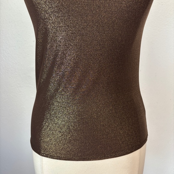 Vintage 90s Brown Metallic V-Neck Fitted Tank Top - Picture 4 of 8